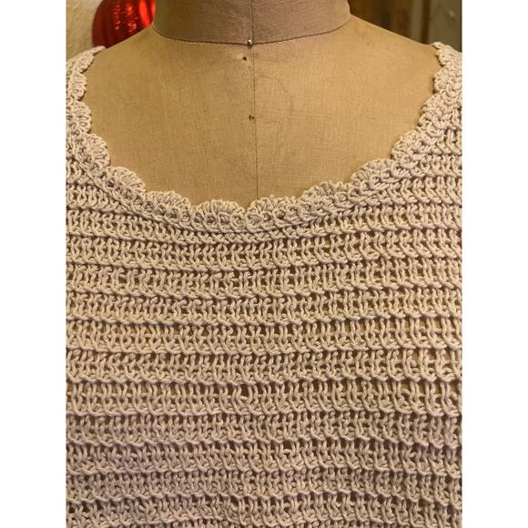 Solitaire Boho Festival Crème Crochet Short Sleeve Pullover Top Size XL - Picture 3 of 10
